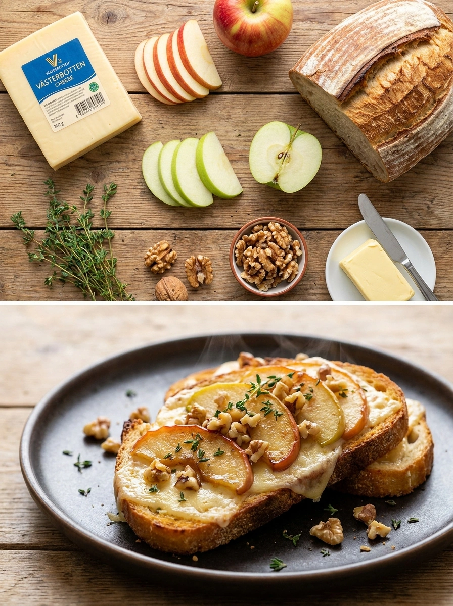 Västerbotten Apple Crunch Toast - traditionellt Sverige Toast & bröd recept recept, perfekt till vardagsmiddag